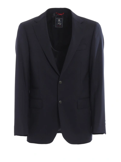 Shop Fay Blue Wool Twill Blazer In Blue