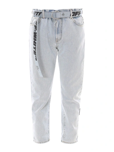 Shop Off-white Elasticated Waistband Jeans In Light Blue