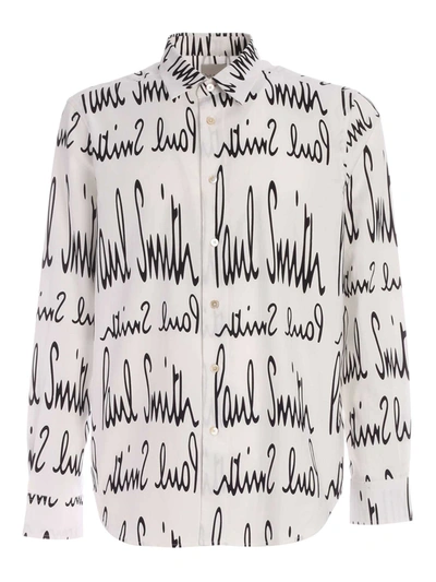 Shop Paul Smith Signature Black Print Shirt In White