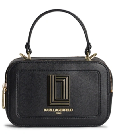 Shop Karl Lagerfeld Simone Lunchbox Double Zip Crossbody In Black