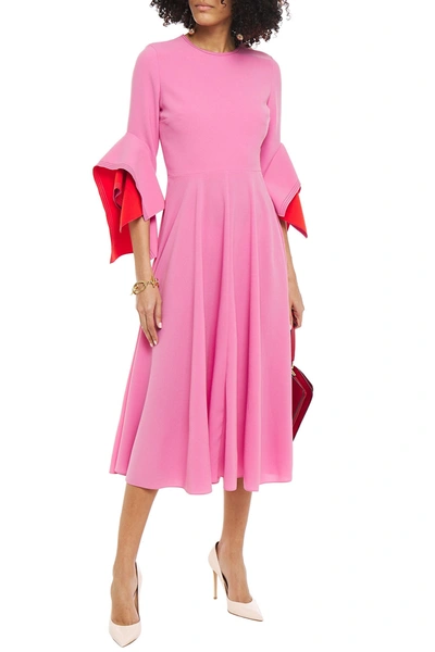 Shop Roksanda Ronda Fluted Two-tone Crepe Midi Dress In Bubblegum