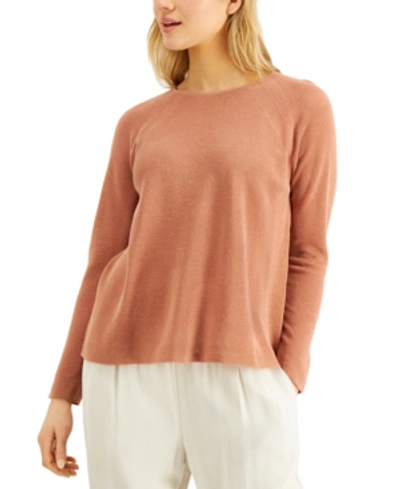 Shop Eileen Fisher Relaxed Raglan-sleeve Sweater, Regular And Plus Sizes In Terra Cotta