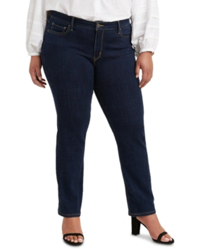 Shop Levi's Trendy Plus Size 414 Classic Straight-leg Jeans In Marine Dip
