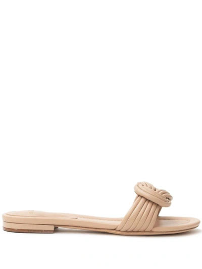 Shop Alexandre Birman Vicky Knot-detail Slides In Neutrals