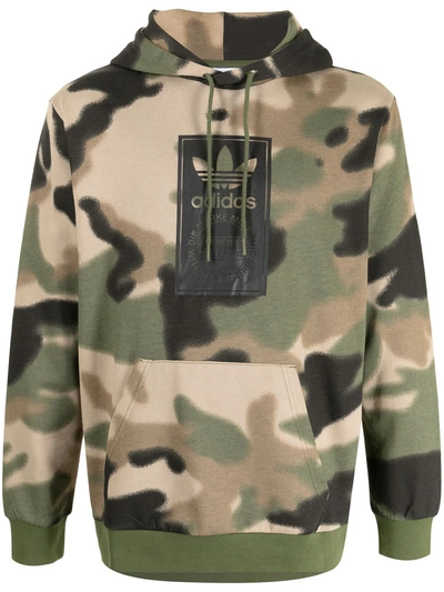 Shop Adidas Originals Camo Tie Dye-print Hoodie In Wild Pine