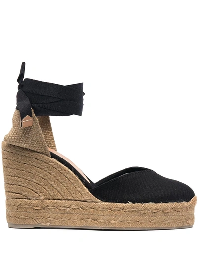 Shop Castaã±er Chiara Wedge Sandals In Black
