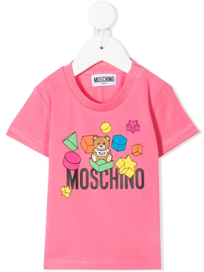 Shop Moschino Bear Logo Print T-shirt In Pink