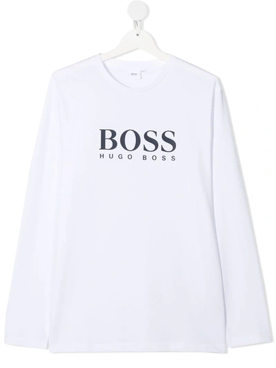 Shop Bosswear Teen Logo Print T-shirt In White