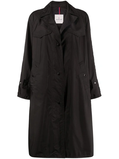 Shop Moncler Belted Trench Coat In Black