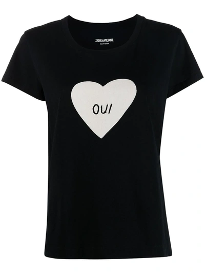 Shop Zadig & Voltaire 'oui' Print Cotton T-shirt In Black