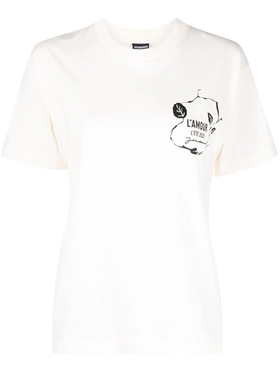 Shop Jacquemus Slogan-print T-shirt In White