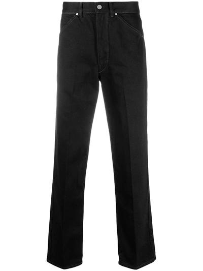 Shop Lemaire Mid-rise Straight-leg Jeans In Black