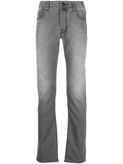 Shop Jacob Cohen Logo-patch Slim-fit Jeans In Grey
