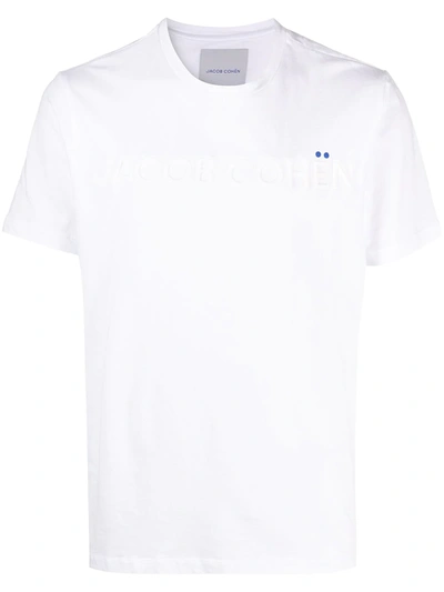 Shop Jacob Cohen Raised-logo Crew-neck T-shirt In White