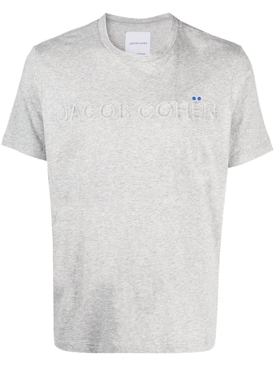Shop Jacob Cohen Raised-logo Crew-neck T-shirt In Grey