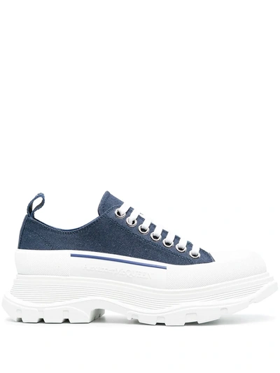 Shop Alexander Mcqueen Lace-up Platform Sneakers In Blue