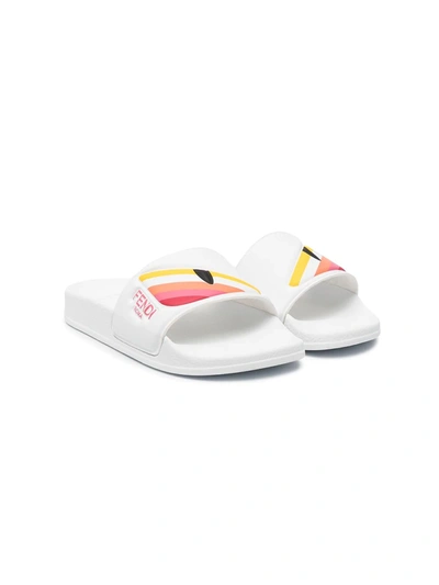 Shop Fendi Eye-motif Slide Sandals In White