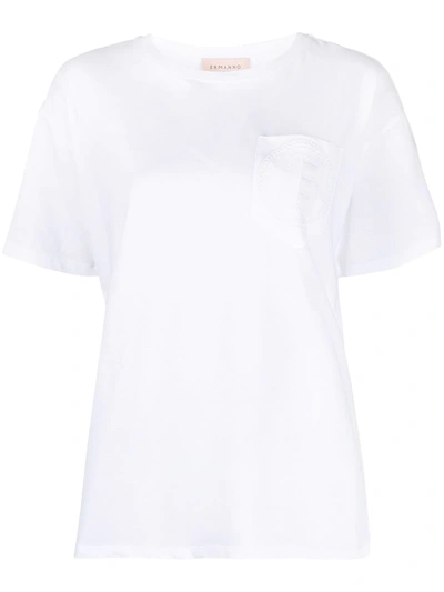 Shop Ermanno Ermanno Embroidered Logo T-shirt In White