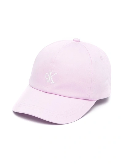 Calvin Klein Kids\' Cap ModeSens In | Pink Baseball Embroidered-logo