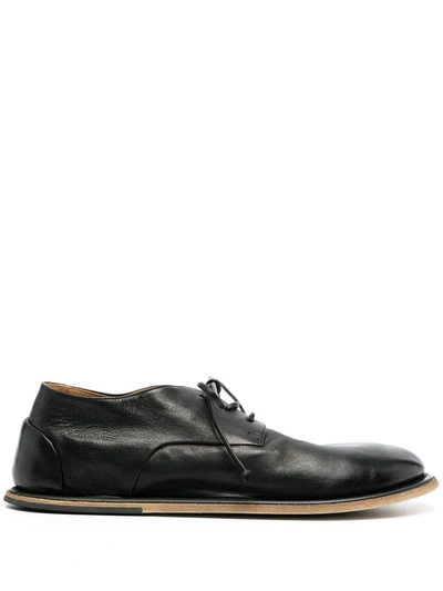 Shop Marsèll Flat-rounded Lace-uo Leather Shoes In Black