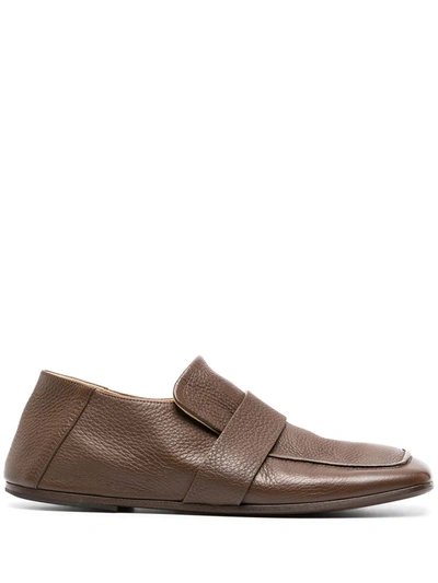Shop Marsèll Square-toe Leather Loafers In Brown