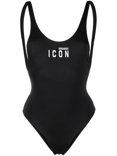 Shop Dsquared2 Logo-print One-piece Swimsuit In Black