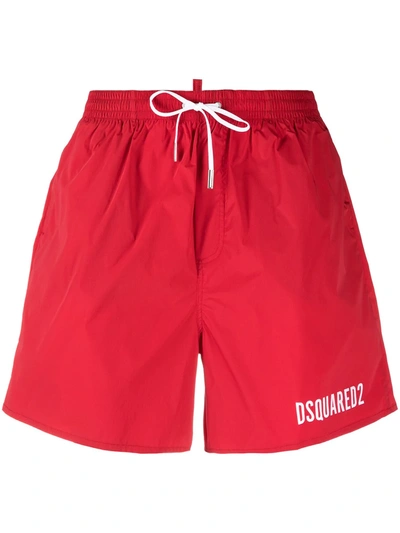 Shop Dsquared2 Icon Swim Shorts In Red