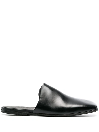 Shop Marsèll Squared-toe Flat Leather Mules In Black
