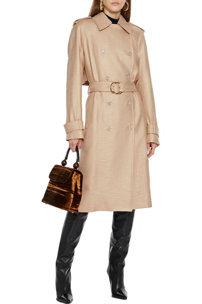 Shop Veronica Beard Eloisa Satin-gabardine Trench Coat In Beige