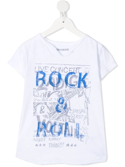 Kano Fordampe Recollection Zadig & Voltaire Teen Rock & Roll Print Cotton T-shirt In White | ModeSens