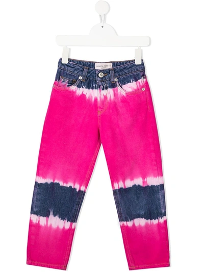 Shop Alberta Ferretti Tie-dye Straight Leg Jeans In Pink