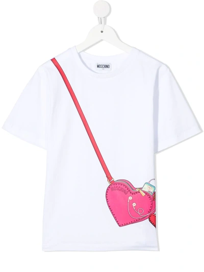 Shop Moschino Heart Crossbody Print T-shirt In White