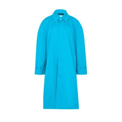 Shop Balenciaga Long Coat In Cyclades Blue