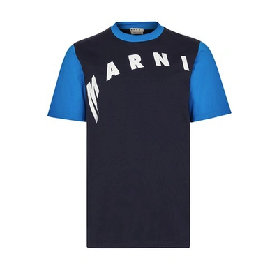 Shop Marni T-shirt In Blue Black Astral Blue
