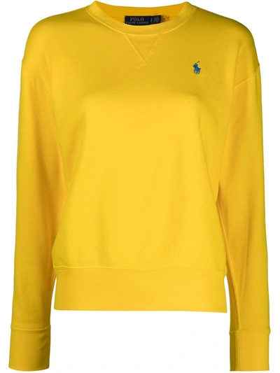 Shop Polo Ralph Lauren Logo-embroidered Sweatshirt In Yellow