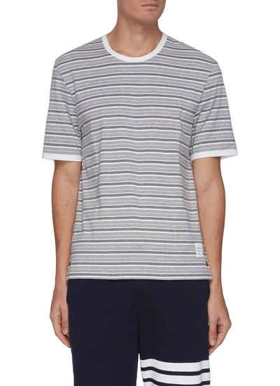 Shop Thom Browne Button Side Slit Stripe T-shirt