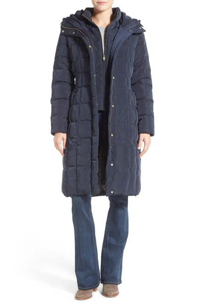 Shop Cole Haan Signature Cole Haan Bib Insert Down & Feather Fill Coat In Navy