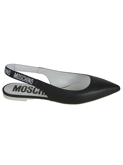 Shop Moschino Slingback Logo Pumps In Black