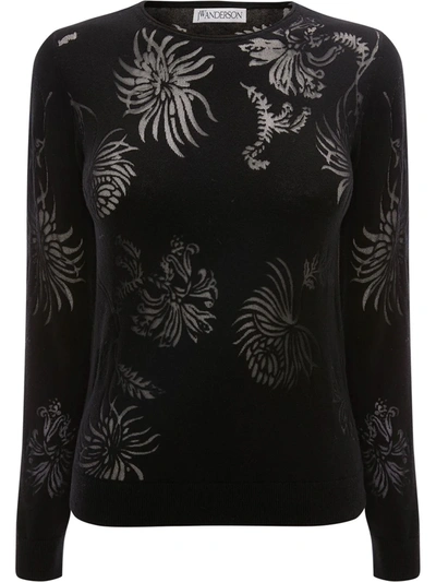 Shop Jw Anderson Floral-pattern Knitted Top In Black
