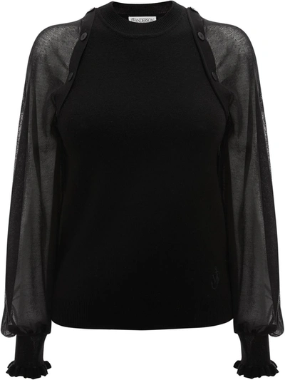 Shop Jw Anderson Detachable-sleeve Knitted Top In Black