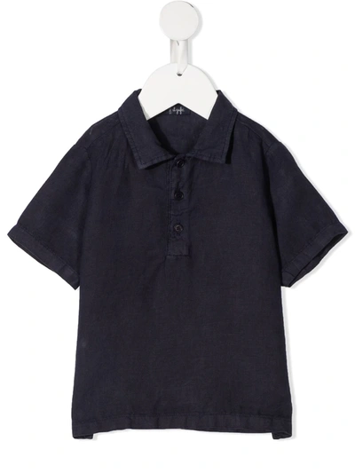 Shop Il Gufo Linen Polo Shirt In 蓝色