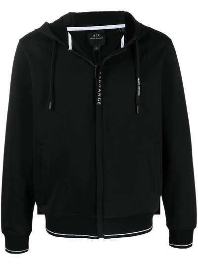 Shop Armani Exchange Logo-print Zip-up Hoodie In Black