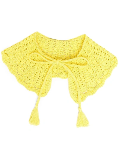 Shop Msgm Knitted Tassel Collar In Yellow