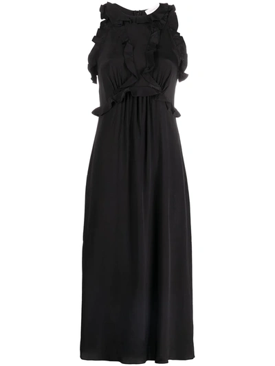 Shop Zimmermann Ruffled Midi Dress In Black