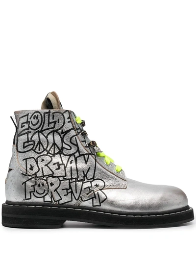 Shop Golden Goose Graffiti-print Ankle Boots In Grey