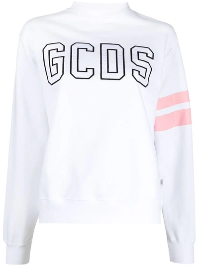 Shop Gcds Logo Crew-neck Sweatshirt In White