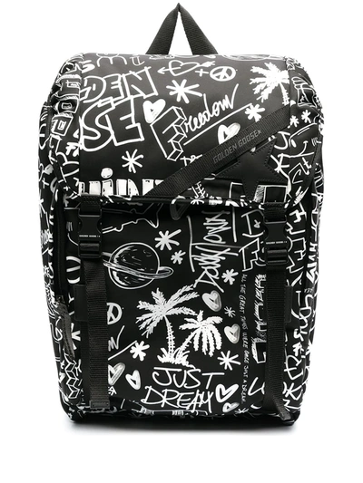 Shop Golden Goose All-over Graphic Print Backpack In Black