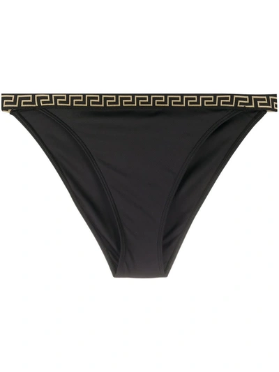 Shop Versace Swim Slip With Greca Profile In Black