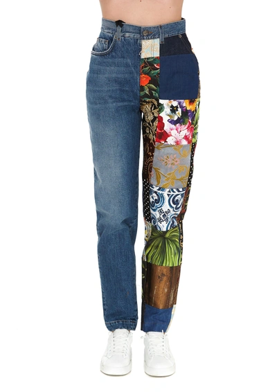 Shop Dolce & Gabbana Patch Jeans In Multicolor