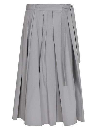 Shop Prada Tie-waist Pleated Skirt In Ferro
